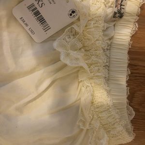 Free People Cream Sleep shorts with lace detail